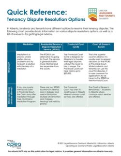 Quick Reference: Tenancy Dispute Resolution Options