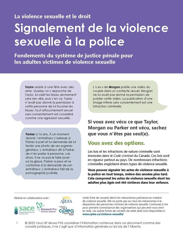 Signalement de la violence sexuelle à la police